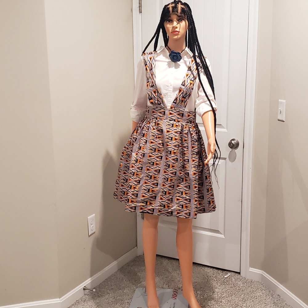 Stylish Women's Hand Tailored African Print Patterned Pinafore  Dress